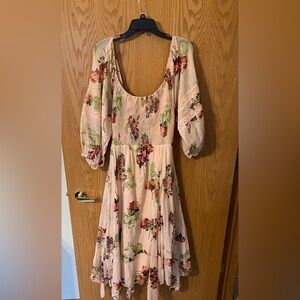 Free People Blush Pink Floral Midi Dress